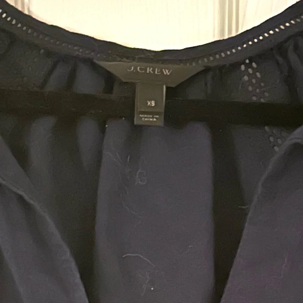 J. Crew Navy Linen Eyelet Caftan Midi Dress Women’s Size XS - Picture 3 of 3